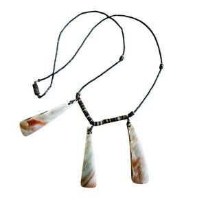 VTG Native American Oyster Shell Necklace Natural Heishi Beads Liquid Silver 70s